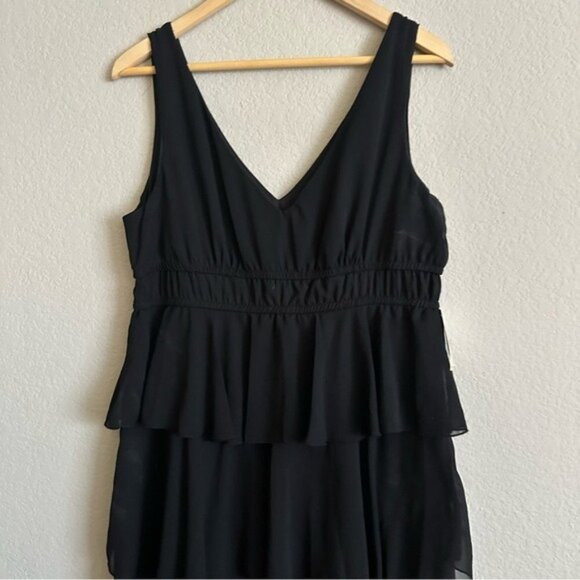 Vintage Y2K Whimsigoth Elegant Black Tiered Ruffle Dress Size 14 NWT - Picture 5 of 11